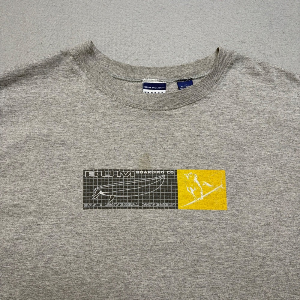B.U.M. Equipment T-Shirt Mens XL Grey Boarding Co Graphic Vintage Y2K Skate Tee - Picture 2 of 11